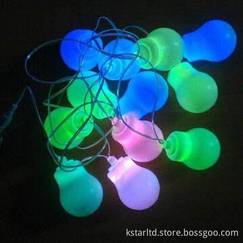 Solar string light with bulb cover, 10pcs RGB LED, 2m lead-in cable, outdoor use